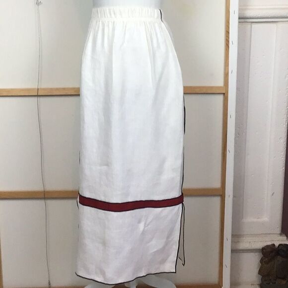 Xiao maxi linen skirt w/side slit & elastic waist - Picture 1 of 7